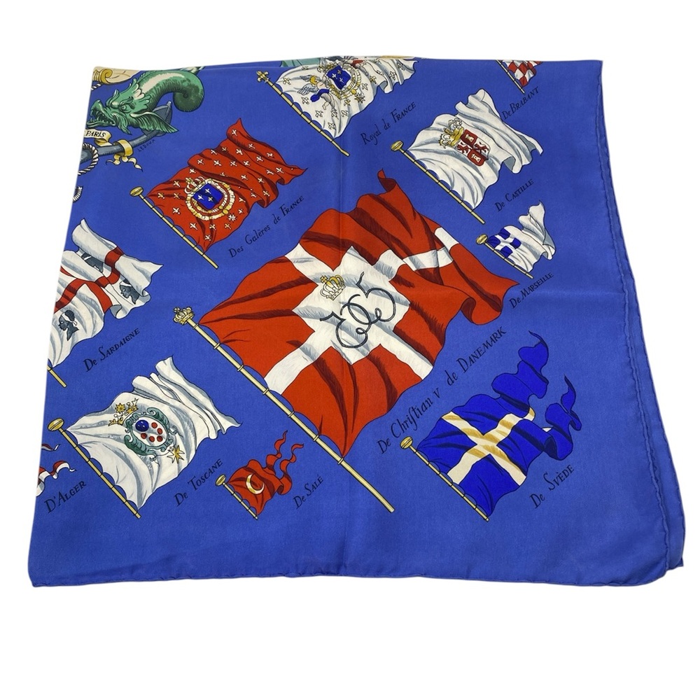 Hermes Vintage Silk Scarf Carre 90”Pavois”Blue - Picture 5 of 16